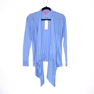 LILLY PULITZER NEW Danique Coolmax Open Cardigan Heathered Blue Peri Women's 2XS